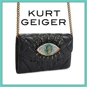 NWT KURT GEIGER Kensington Evil Eye Quilted Leather Wallet on Chain (WOC)
